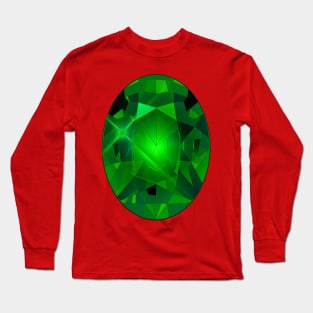 Green Oval Shape Gemstone Long Sleeve T-Shirt